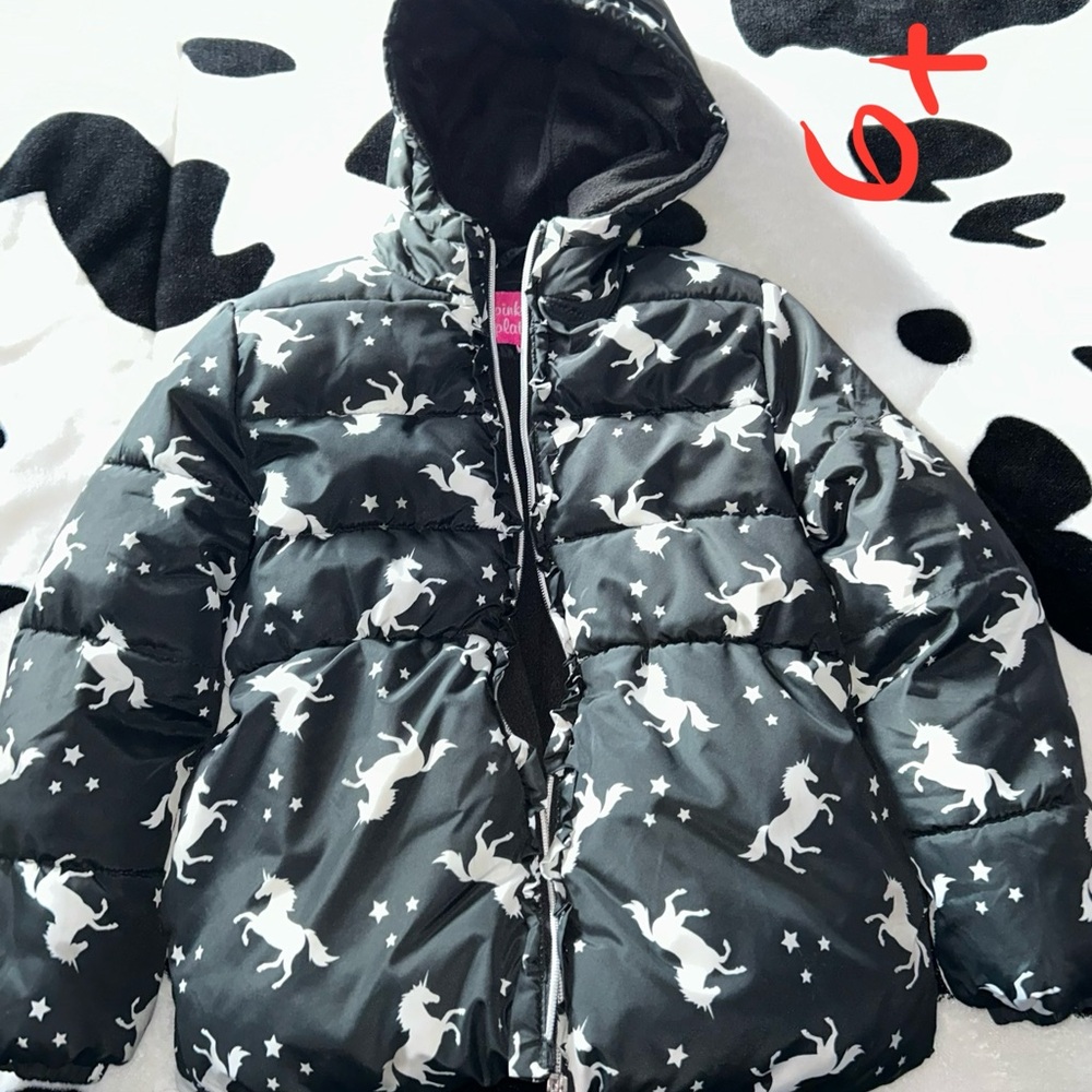 Unicorn Print Puffer Jacket